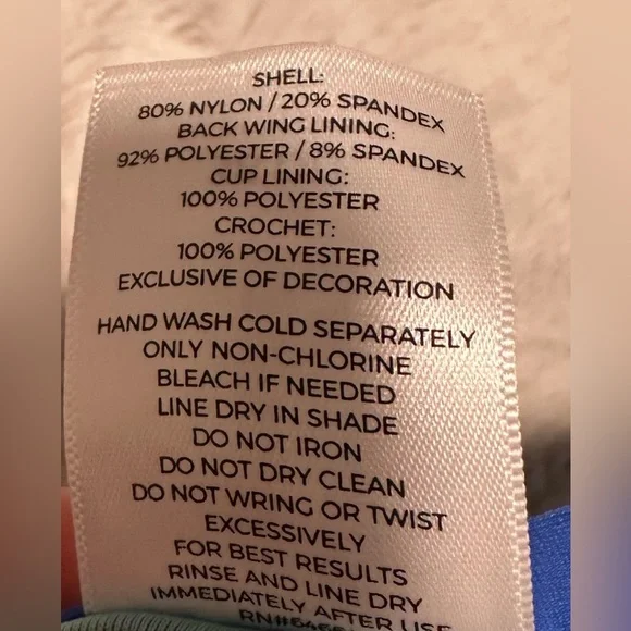 Shade & Shore Womens Blue Crochet Underwire Padded Bikini Top Swimwear 36DD - Picture 8 of 8